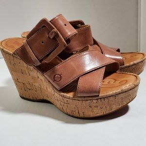 Born cork wedge sandals. Size 9.